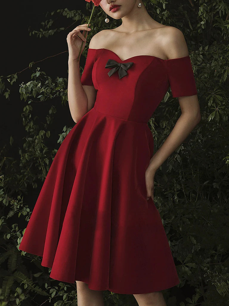 Burgundy Sweetheart Neck Short Prom Dress Burgundy Homecoming Dress