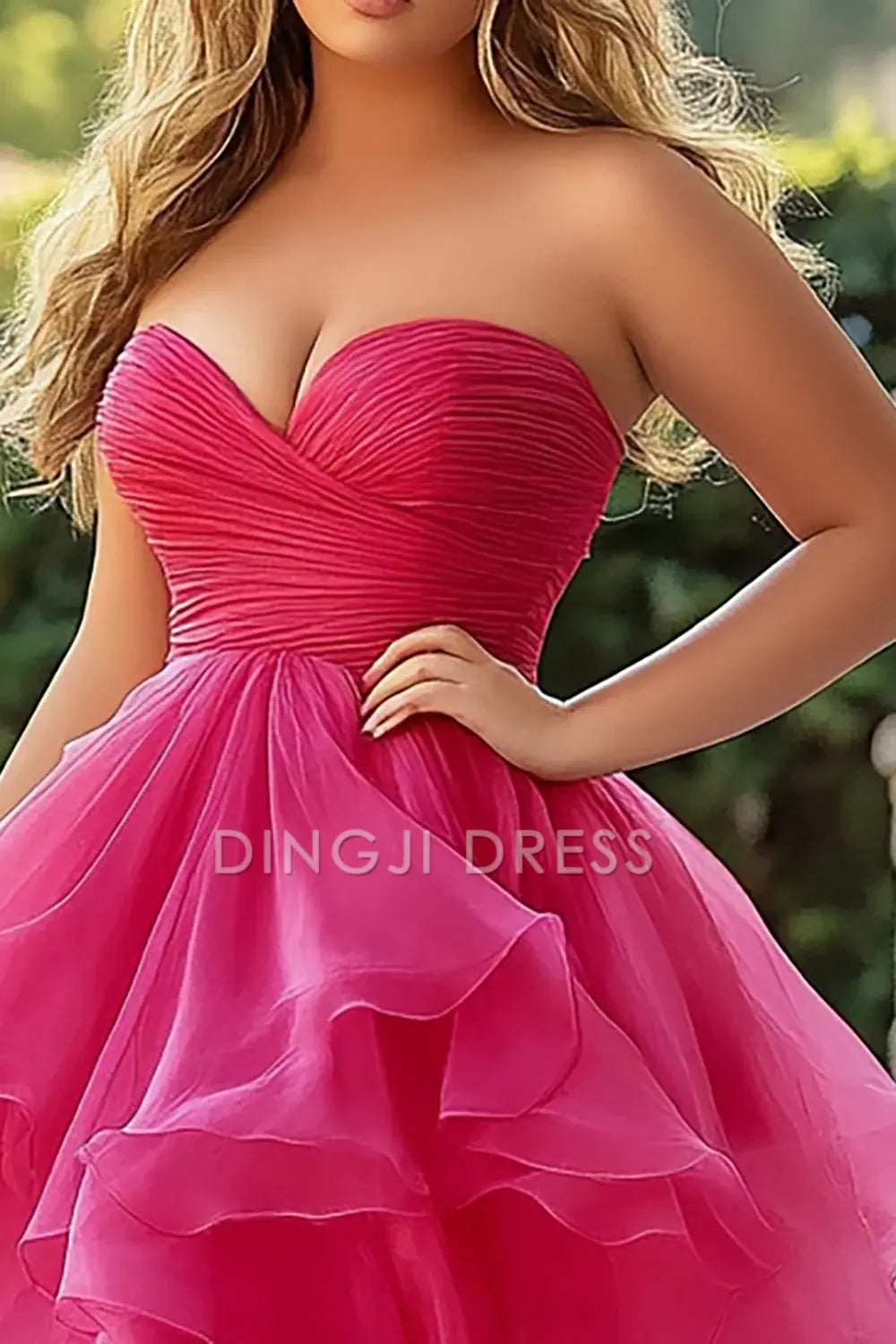 DingJiDress High Quality Dress A Line Off Shoulder Sweetheart Fantastic Ruched Tiered Long With Slit Prom Dress