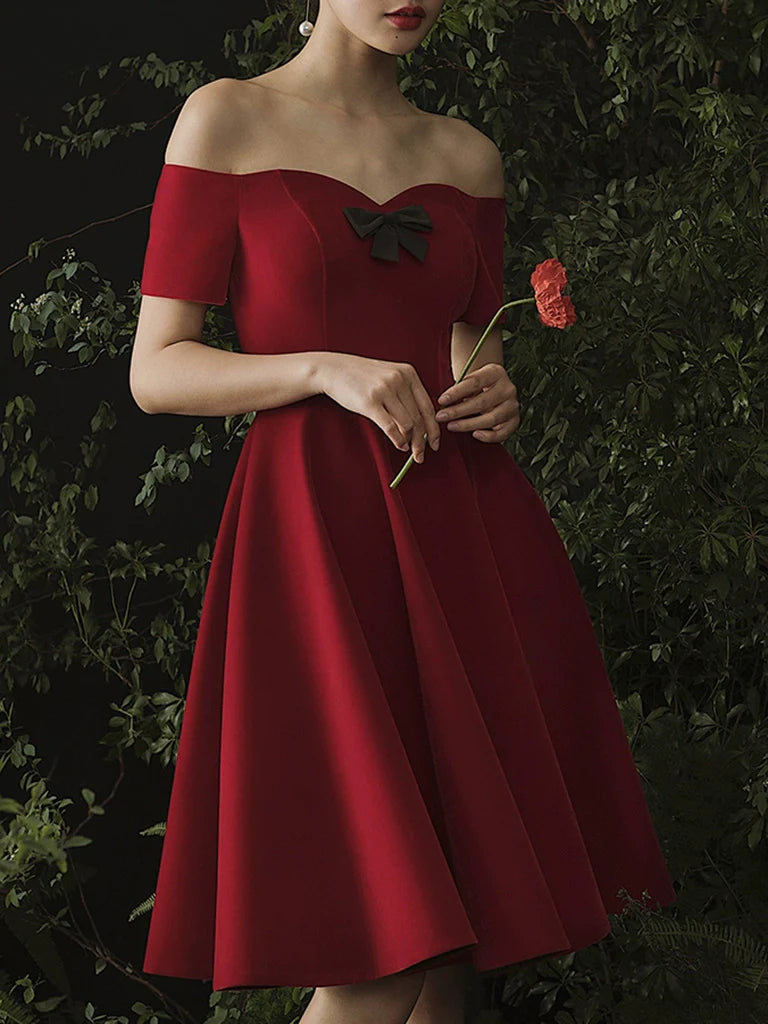 Burgundy Sweetheart Neck Short Prom Dress Burgundy Homecoming Dress