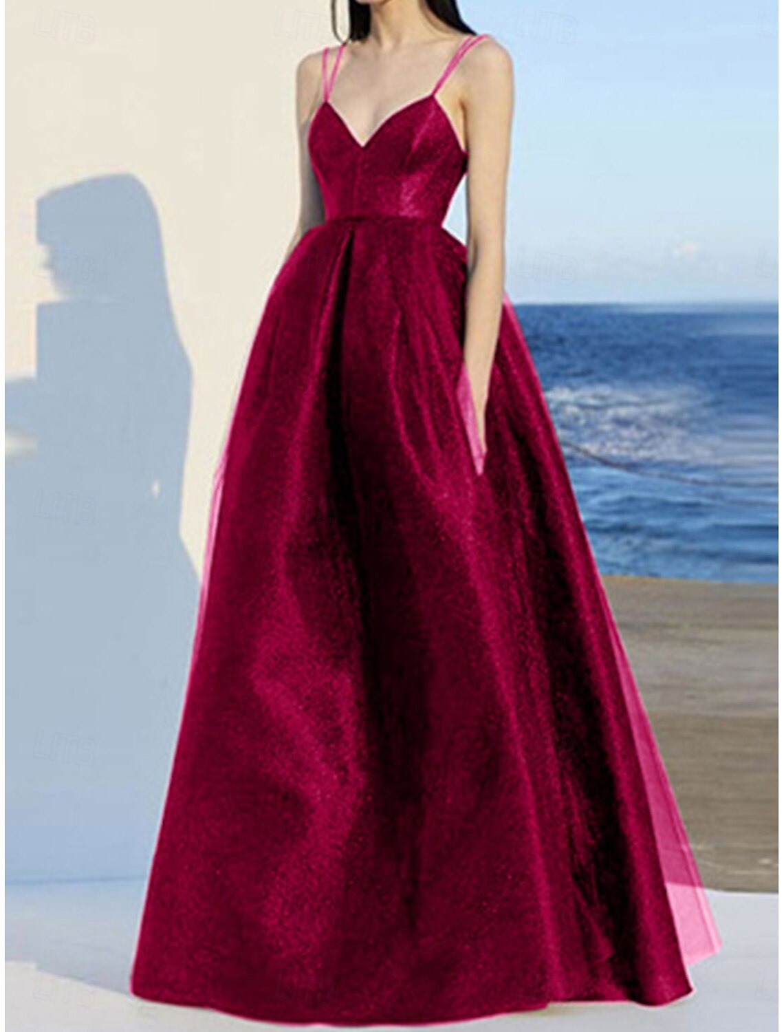 A-Line Quinceanera Dresses Elegant Dress Wedding Wedding Guest Floor Length Sleeveless V Neck Polyester Backless with Pleats