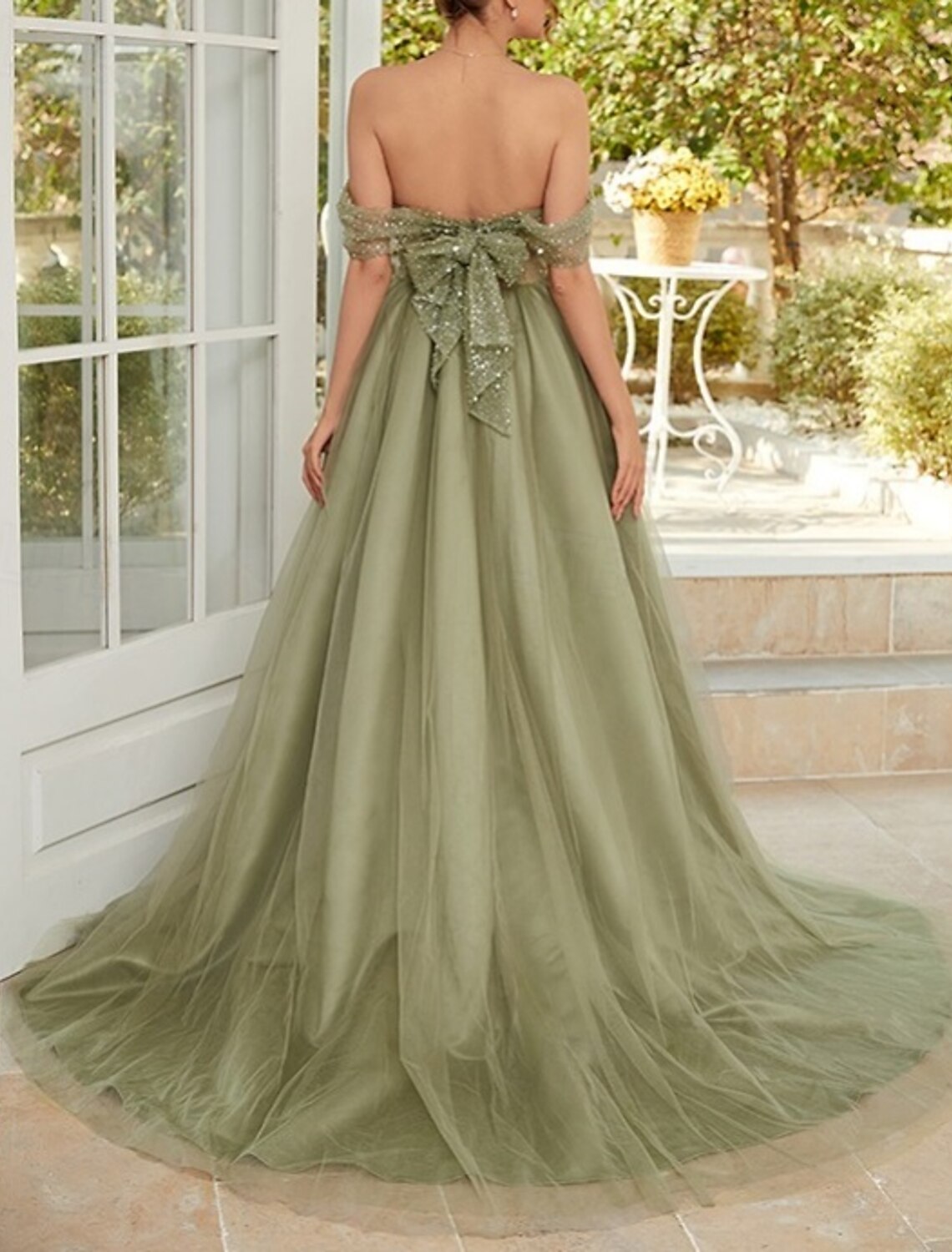 Ball Gown A-Line Wedding Guest Dresses Elegant Dress Prom Birthday Court Train Sleeveless Sweetheart Tulle Backless with Glitter Pearls Beading ﻿