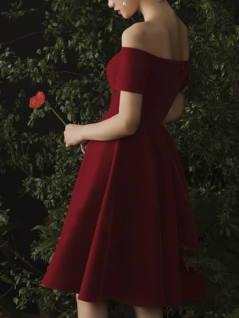 Burgundy Sweetheart Neck Short Prom Dress Burgundy Homecoming Dress