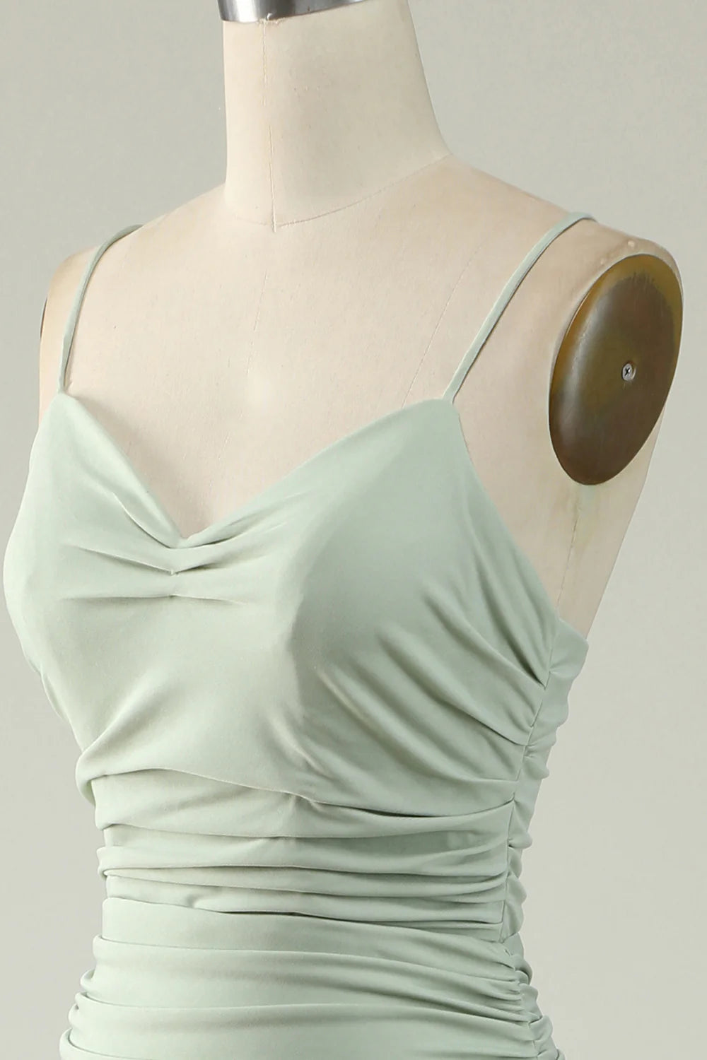 Grey long elegant suspender slit ball gown