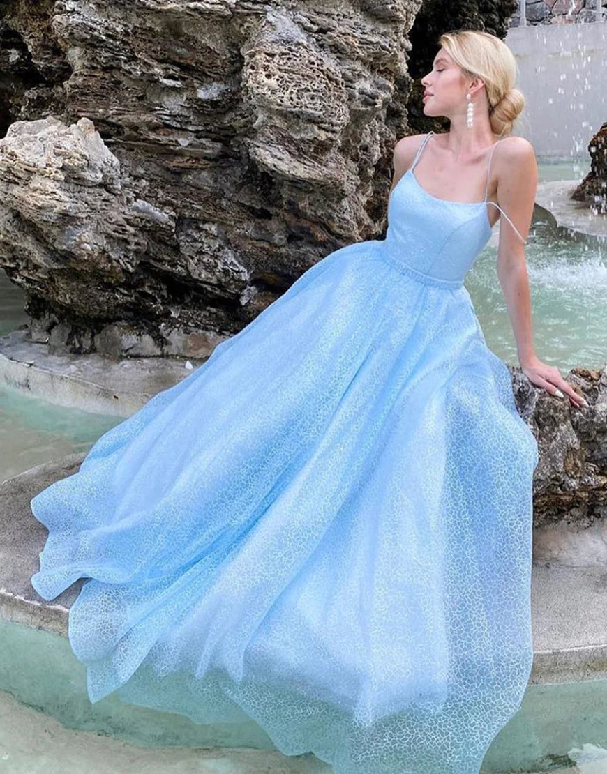 Light Blue Organza Long Prom Dress