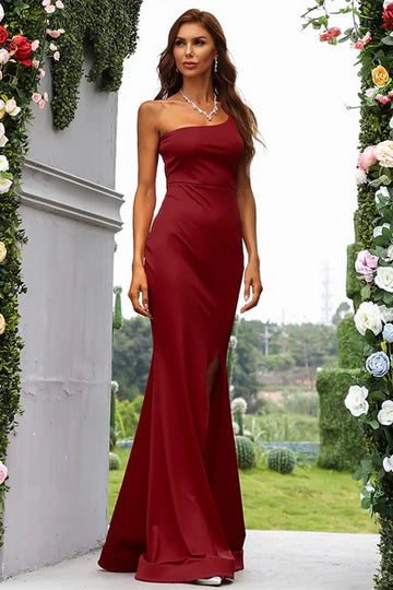 Royal Blue One-Shoulder Side Slit Mermaid Long Evening Gown
