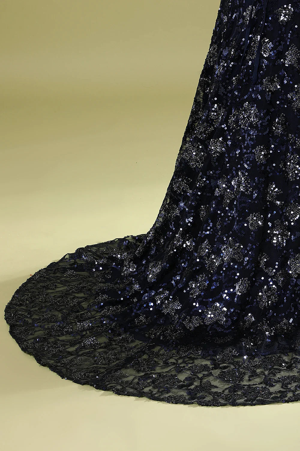 DingJiDress Navy Evening Dress with Beading Sequins