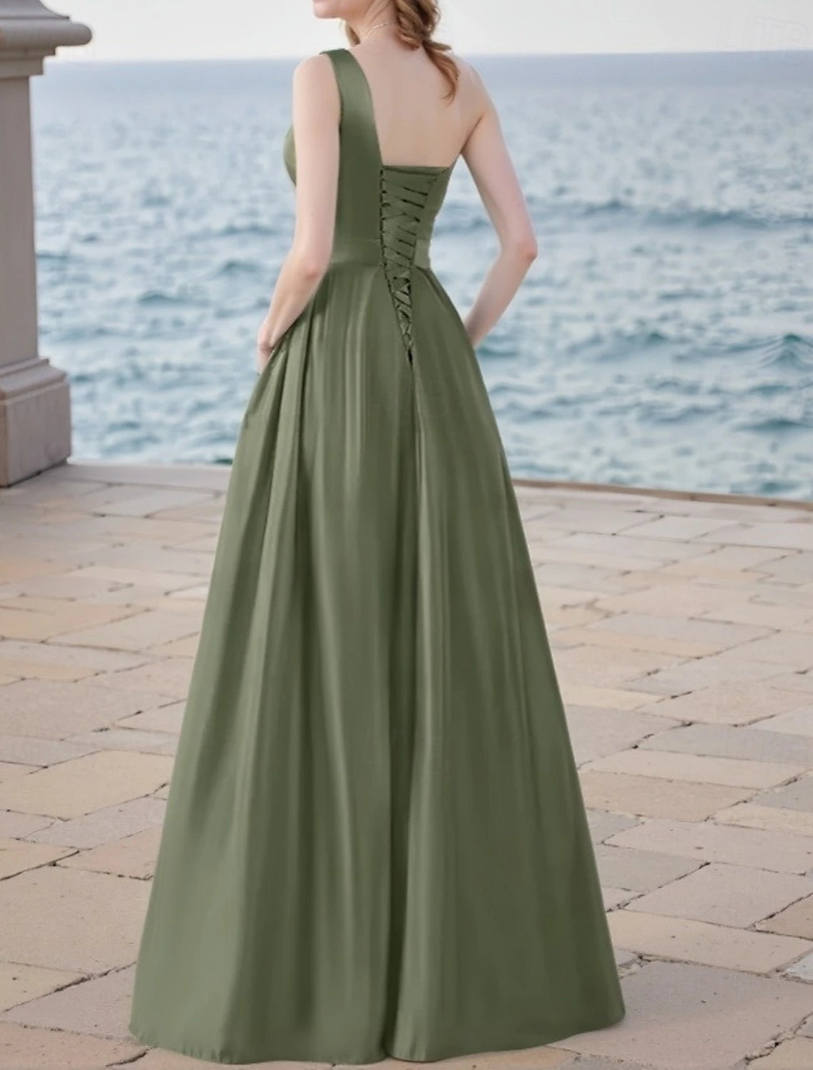 A-Line Evening Gown Elegant Dress Evening Party Black Tie Gala Floor Length Sleeveless V Neck Chiffon with Pleats Pocket
