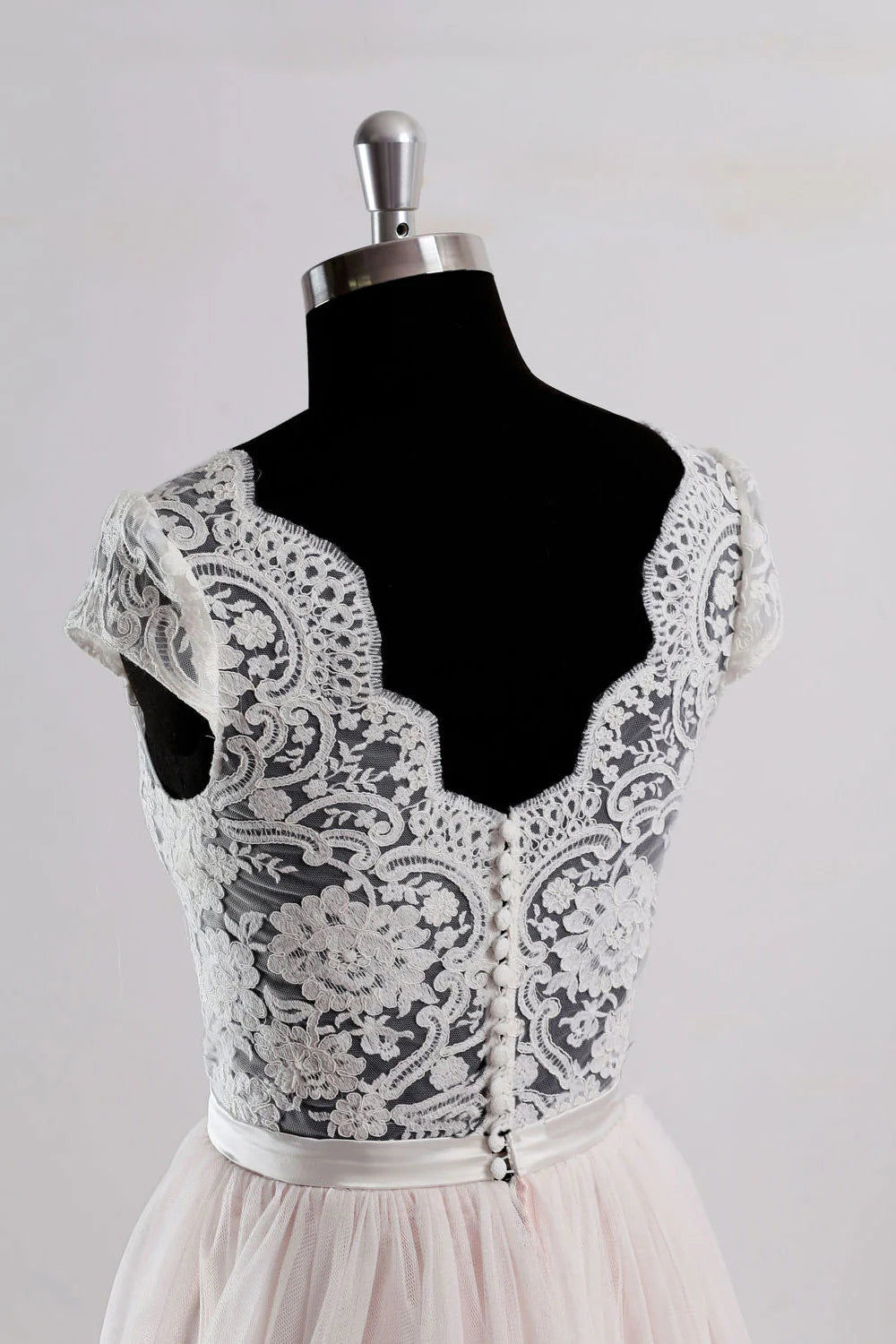 Pink v neck lace tulle long prom dress pink wedding dress ﻿