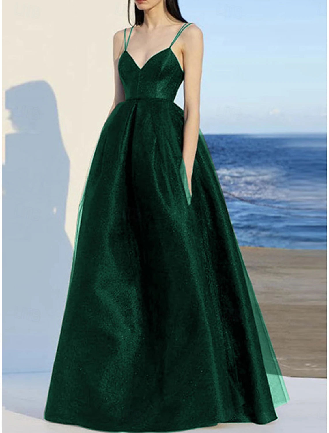 A-Line Quinceanera Dresses Elegant Dress Wedding Wedding Guest Floor Length Sleeveless V Neck Polyester Backless with Pleats