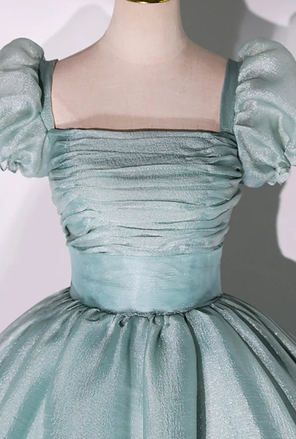 Green tulle long A line ball gown dress fashion dress