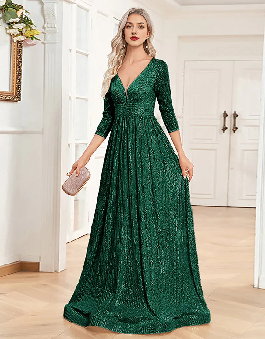 A-Line Glitter Long Mother of the Bride Dress with