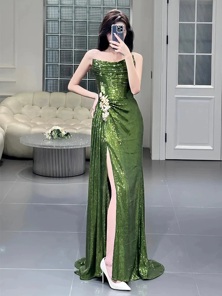 Sparkling mermaid long ball dress sexy dress