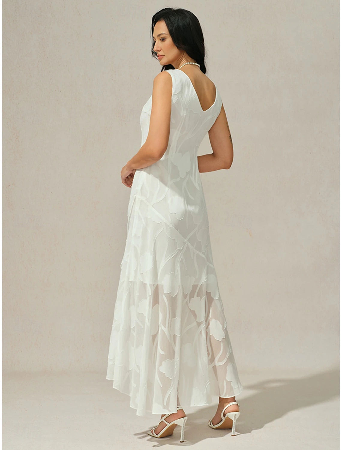Women's Maxi Dress Ruffle Dress Elegant Wedding Wedding Guest Evening Party Regular Fit Floral Sleeveless U Neck White Summer Spring