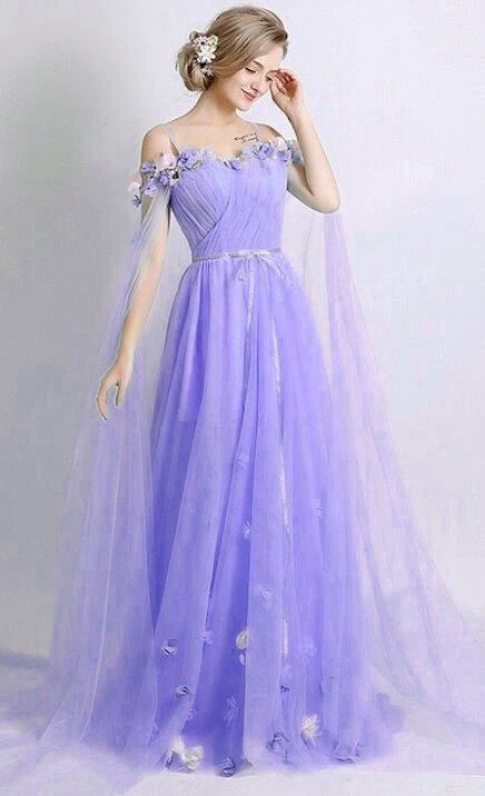 Elegant purple long chiffon ball dress formal evening gown
