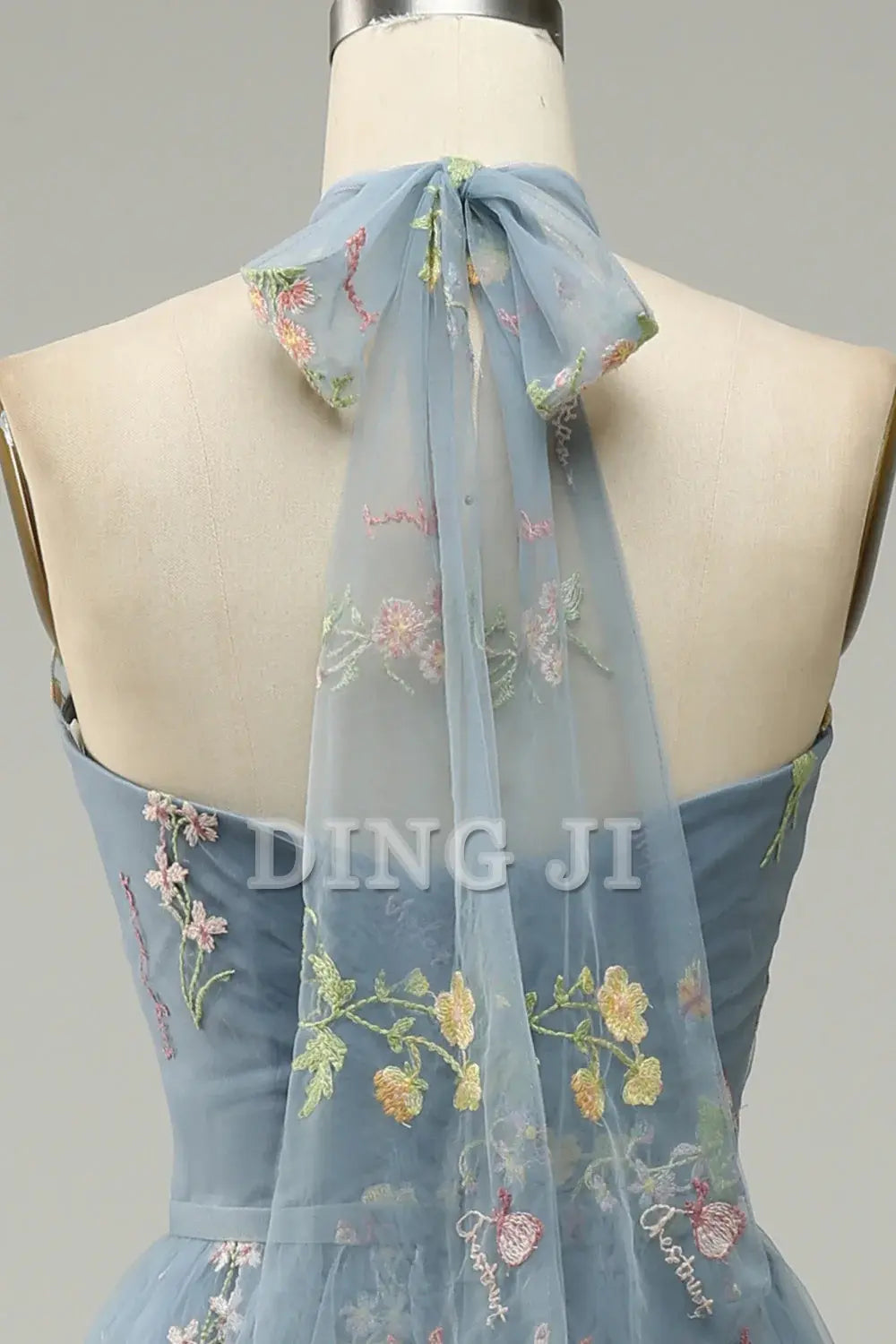 DingJiDress Prom Dress A Line Halter Floor Length Tulle Luxury Embroidery Fantastic Formal Women's Dresses Wedding Guests Dresses