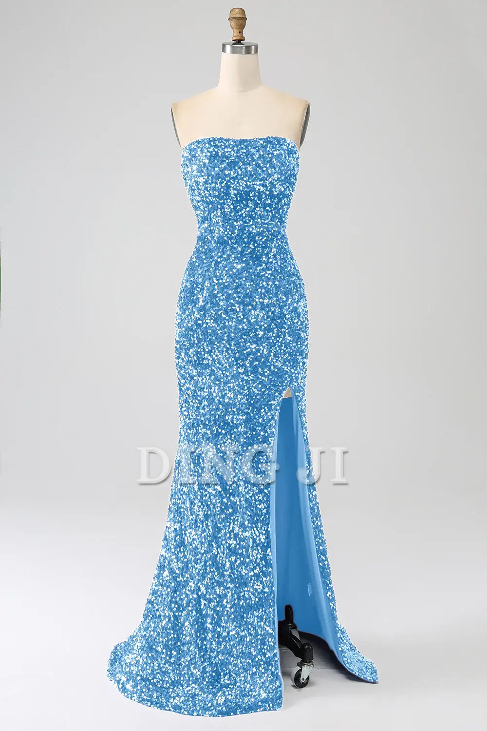 DingJiDress Prom Dress Mermaid Strapless Sequins Long With Slit Gorgeous Formal Women's Dresses Wedding Guests Dresses
