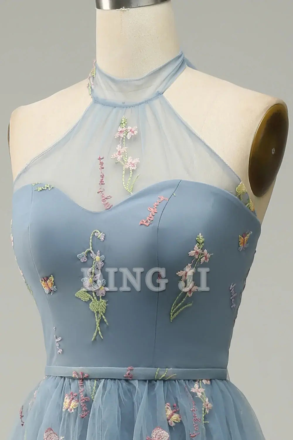 DingJiDress Prom Dress A Line Halter Floor Length Tulle Luxury Embroidery Fantastic Formal Women's Dresses Wedding Guests Dresses