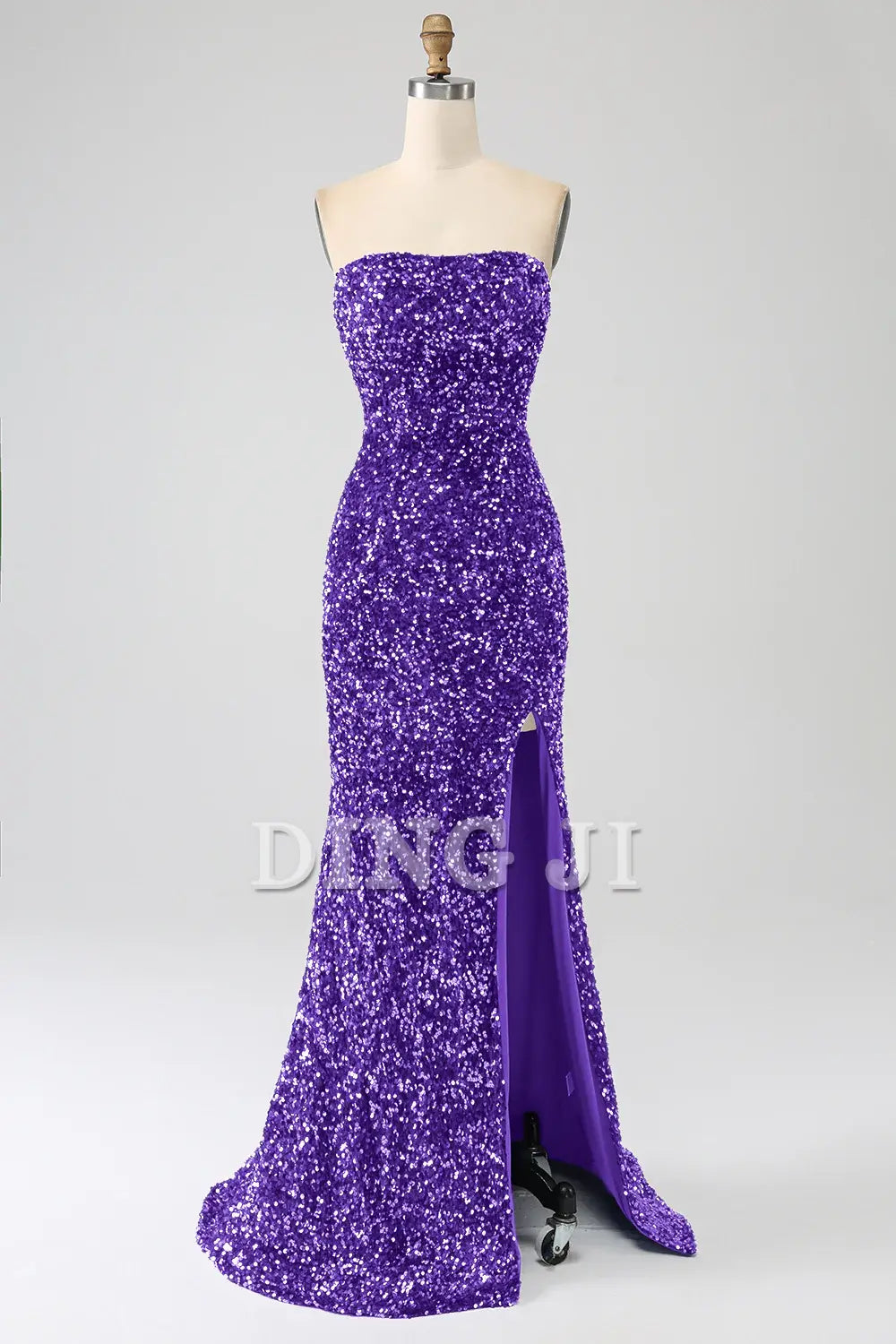 DingJiDress Prom Dress Mermaid Strapless Sequins Long With Slit Gorgeous Formal Women's Dresses Wedding Guests Dresses