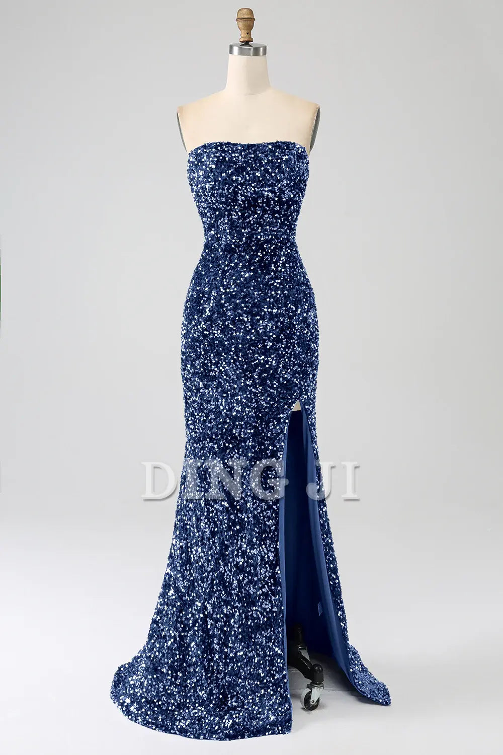DingJiDress Prom Dress Mermaid Strapless Sequins Long With Slit Gorgeous Formal Women's Dresses Wedding Guests Dresses