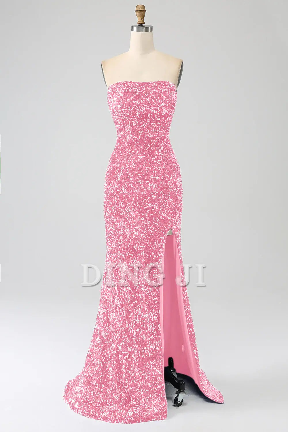 DingJiDress Prom Dress Mermaid Strapless Sequins Long With Slit Gorgeous Formal Women's Dresses Wedding Guests Dresses
