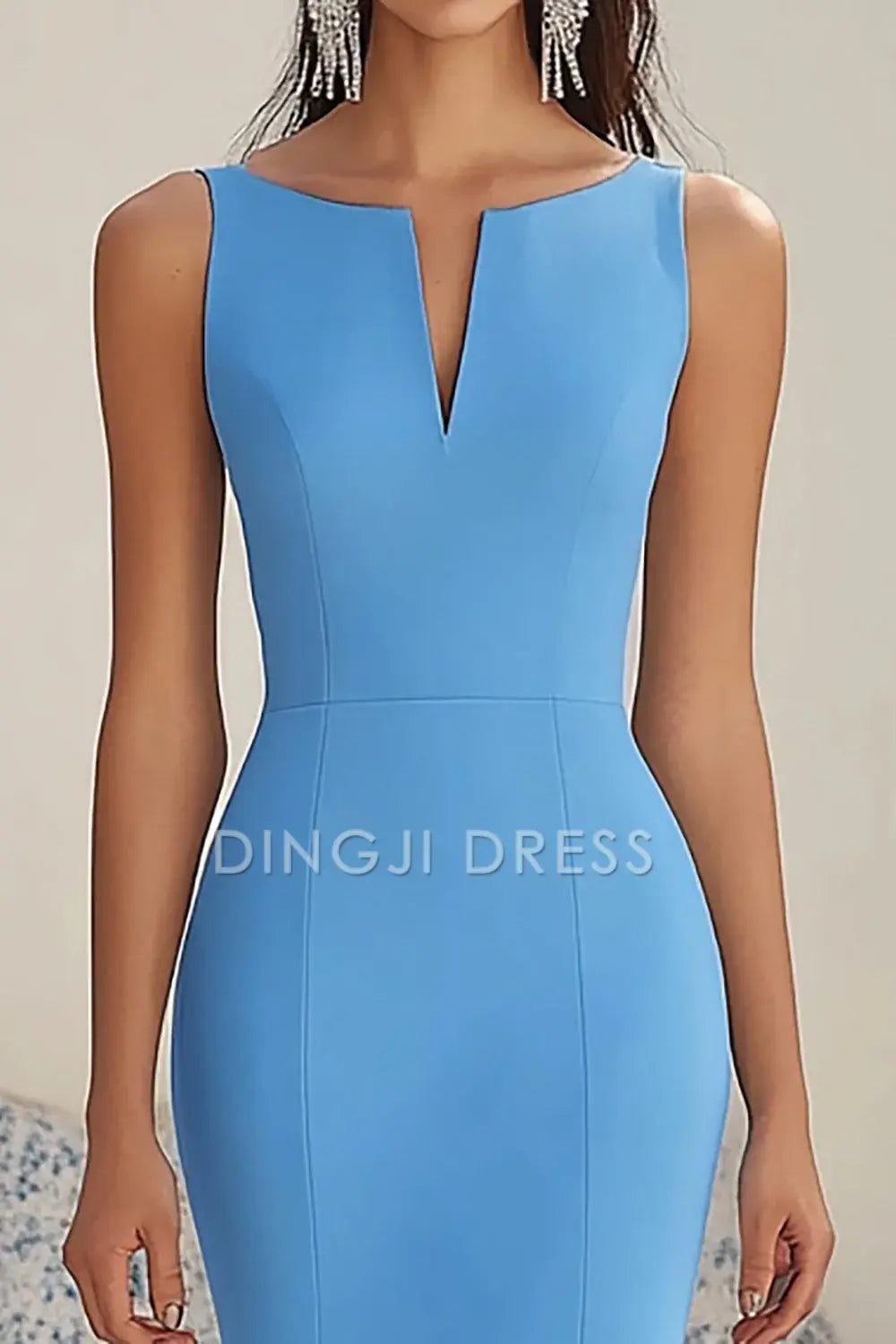 DingJiDress High Quality Dress Mermaid Chiffon Sleeveless High-Low Ruched Elegant Simple Prom Dress