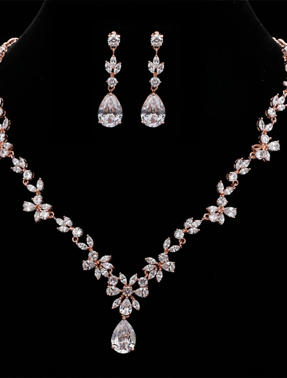 DingJiDress Bridal Jewelry Sets 1 set Cubic 1 Necklace Earrings Women's Luxury Elegant Drop Jewelry Set For Wedding Party Anniversary