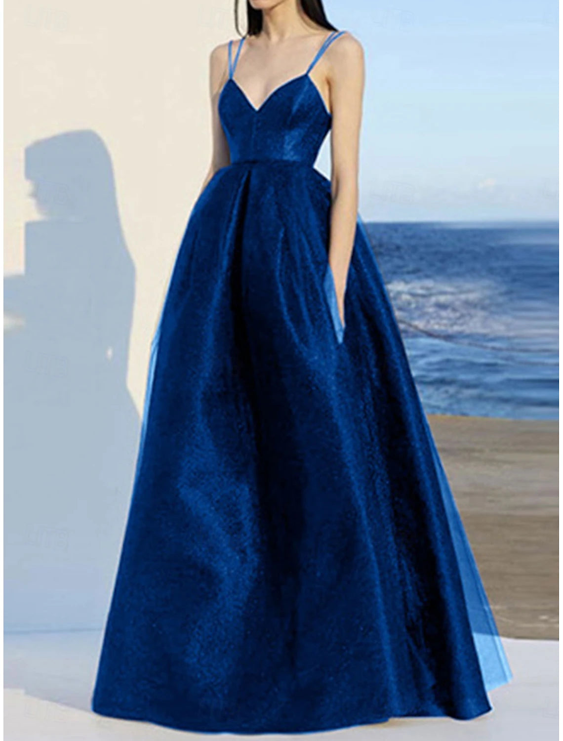 A-Line Quinceanera Dresses Elegant Dress Wedding Wedding Guest Floor Length Sleeveless V Neck Polyester Backless with Pleats