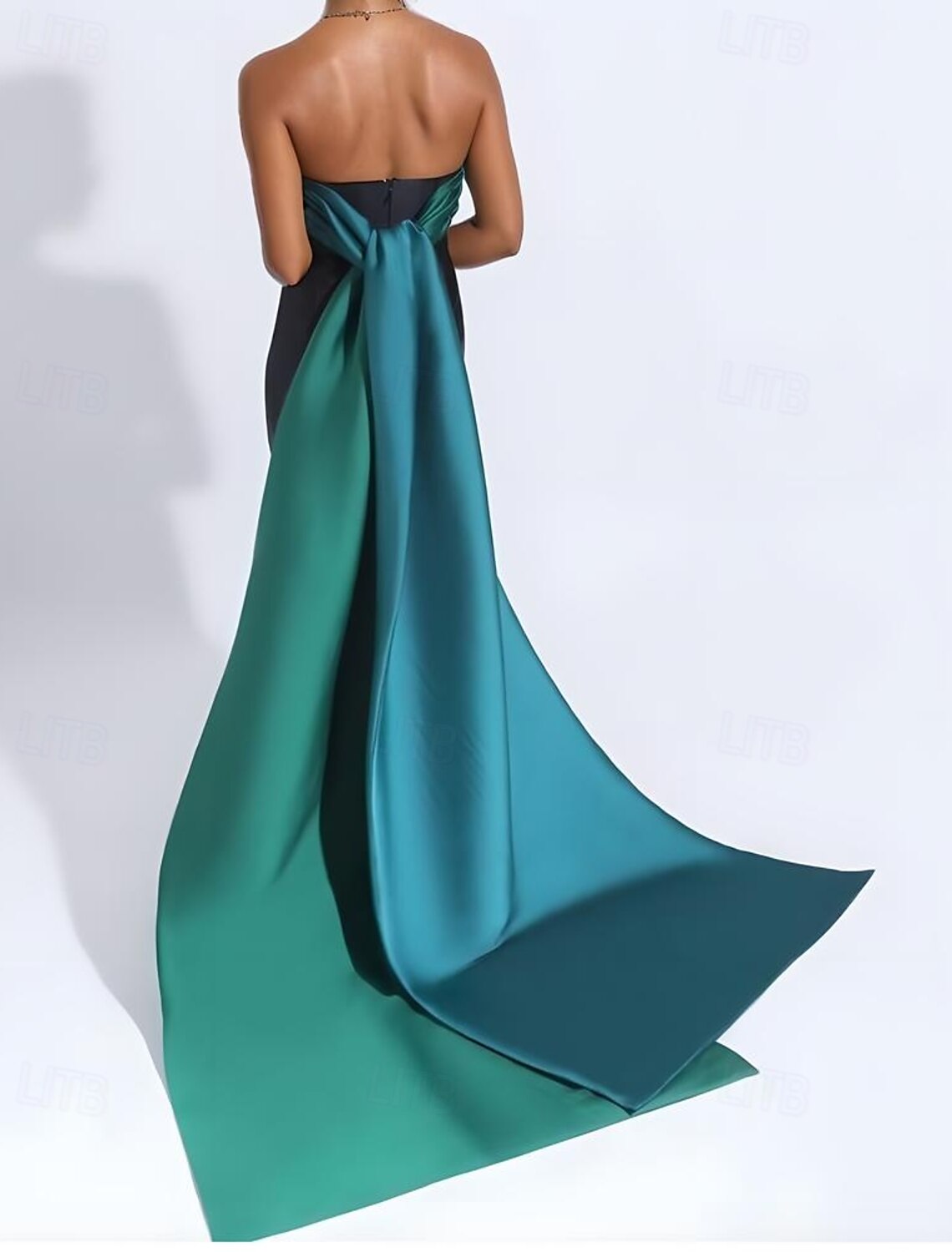 A-Line Evening Gown Celebrity Style Color Block Dress Carnival Wedding Reception Sweep / Brush Train Sleeveless One Shoulder Satin