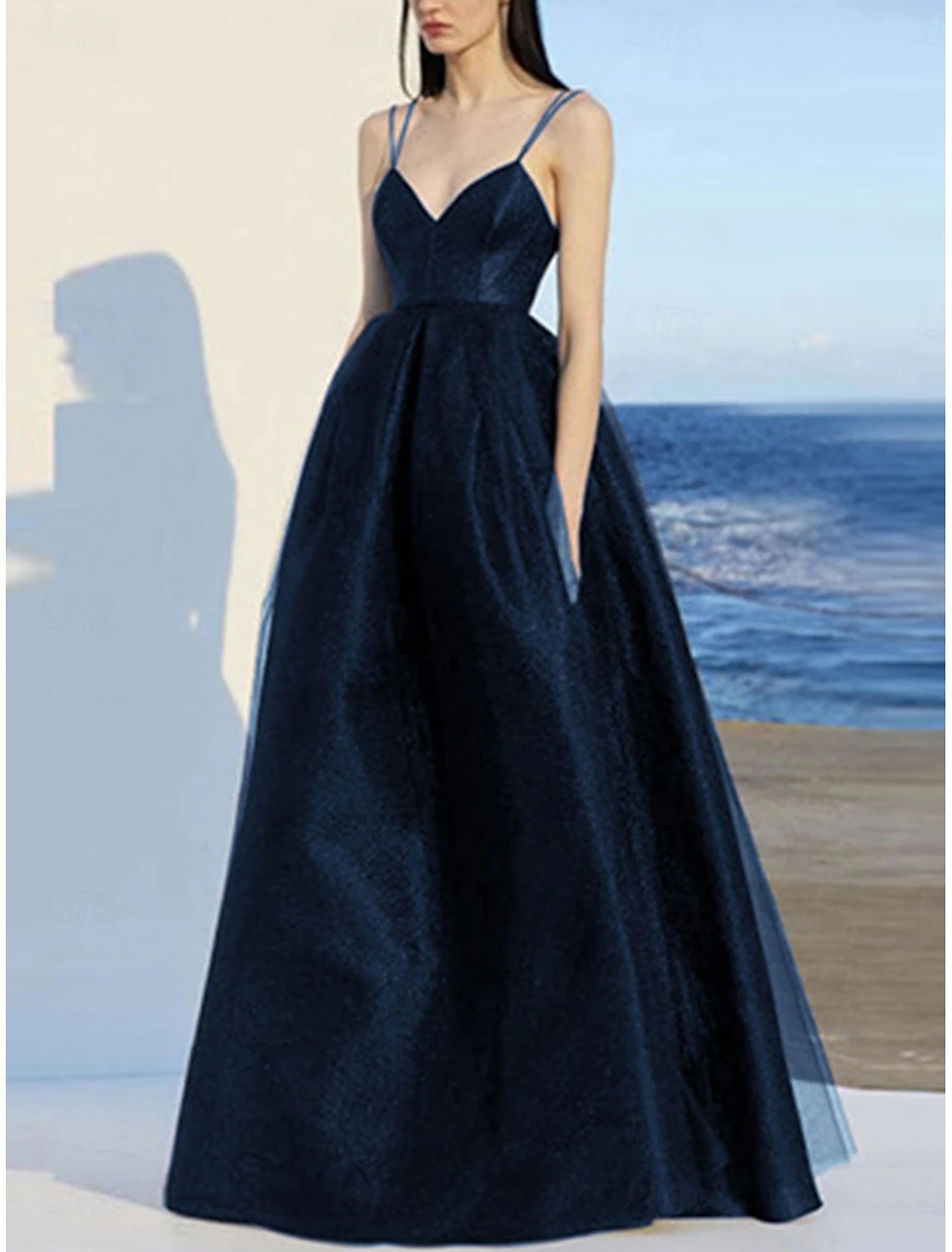 A-Line Quinceanera Dresses Elegant Dress Wedding Wedding Guest Floor Length Sleeveless V Neck Polyester Backless with Pleats