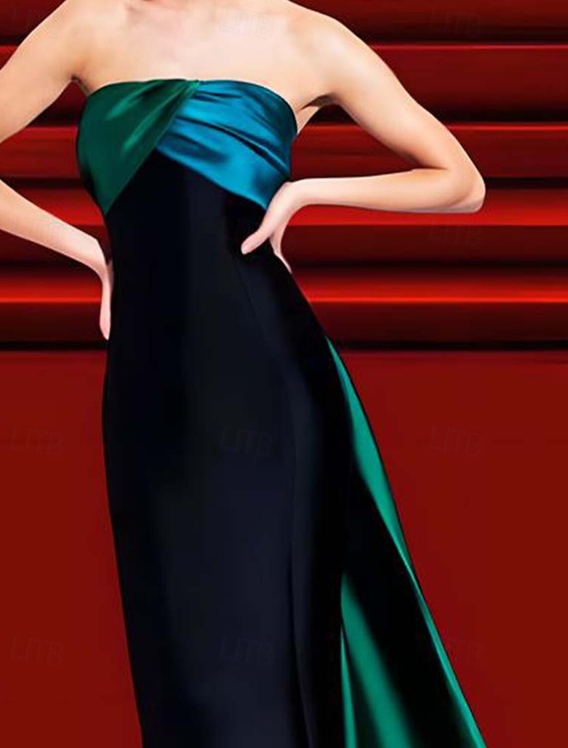 A-Line Evening Gown Celebrity Style Color Block Dress Carnival Wedding Reception Sweep / Brush Train Sleeveless One Shoulder Satin