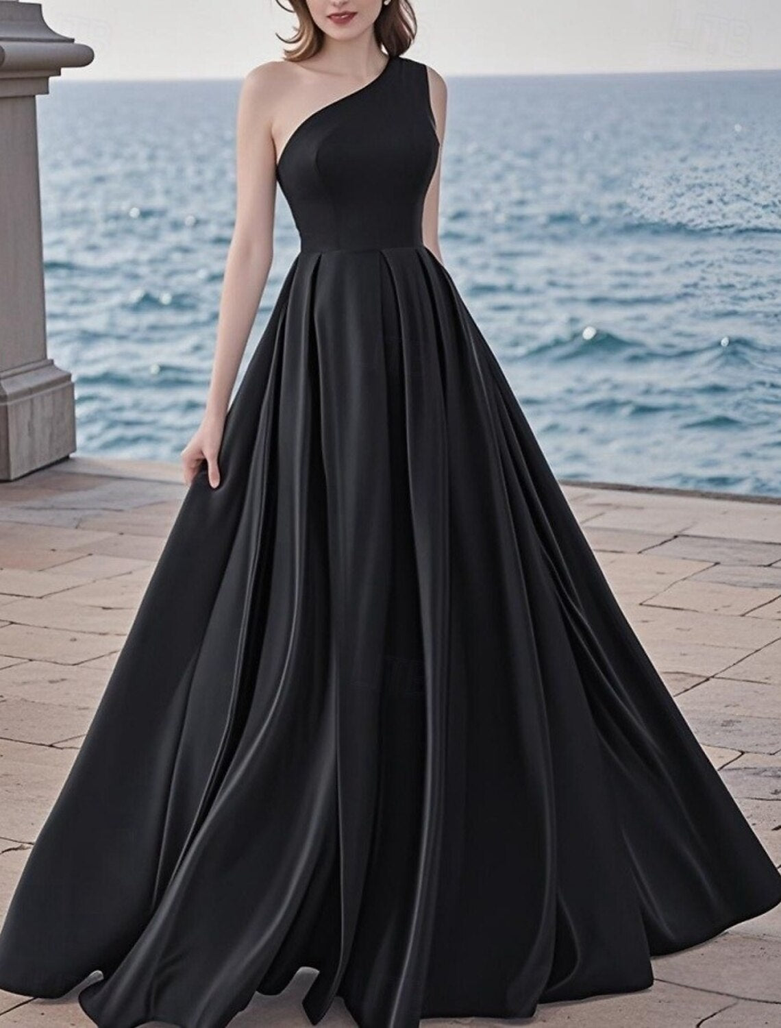 A-Line Evening Gown Elegant Dress Evening Party Black Tie Gala Floor Length Sleeveless V Neck Chiffon with Pleats Pocket