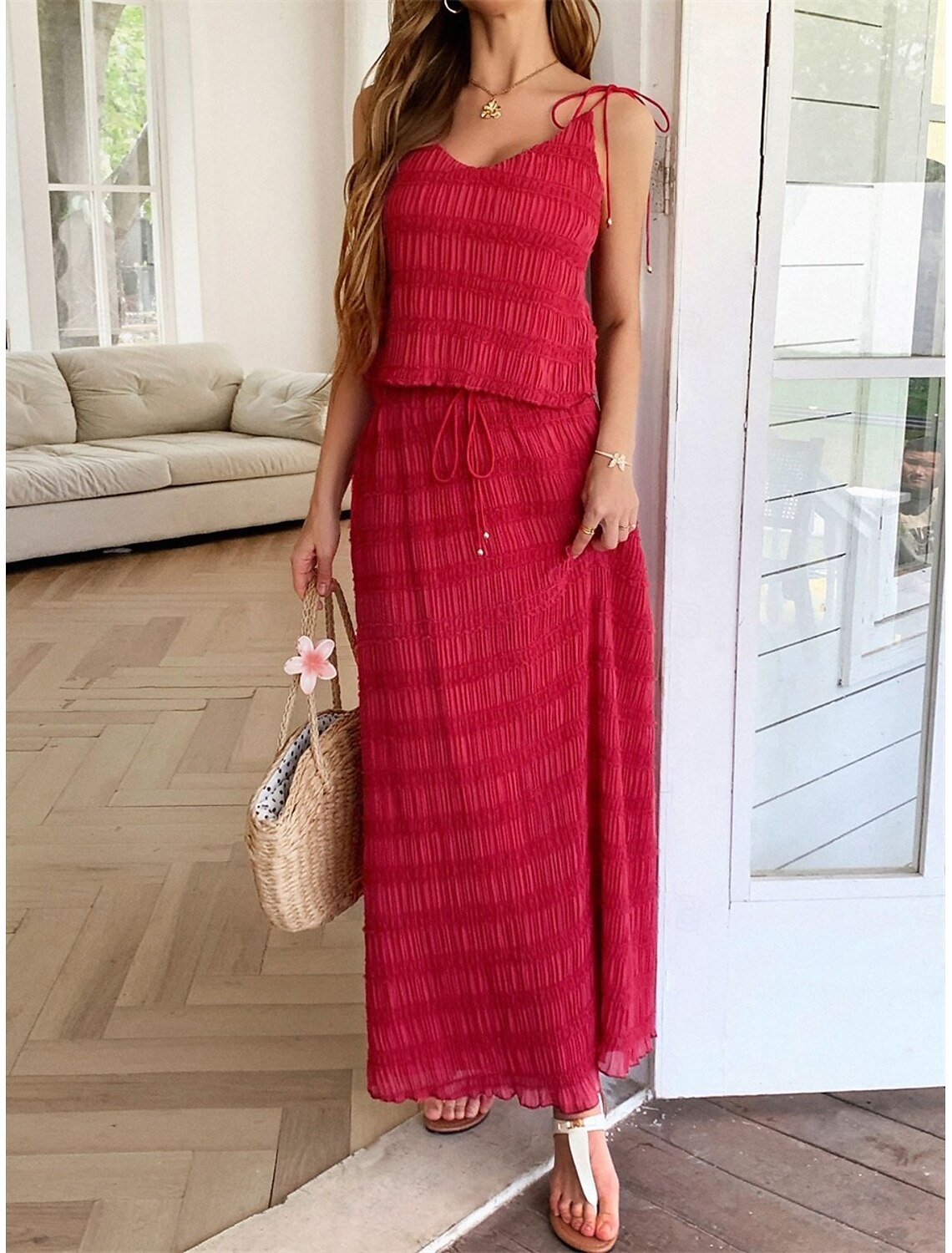 A-Line Quinceanera Dresses Elegant Dress Wedding Wedding Guest Ankle Length Sleeveless V Neck Polyester Backless with Ruched