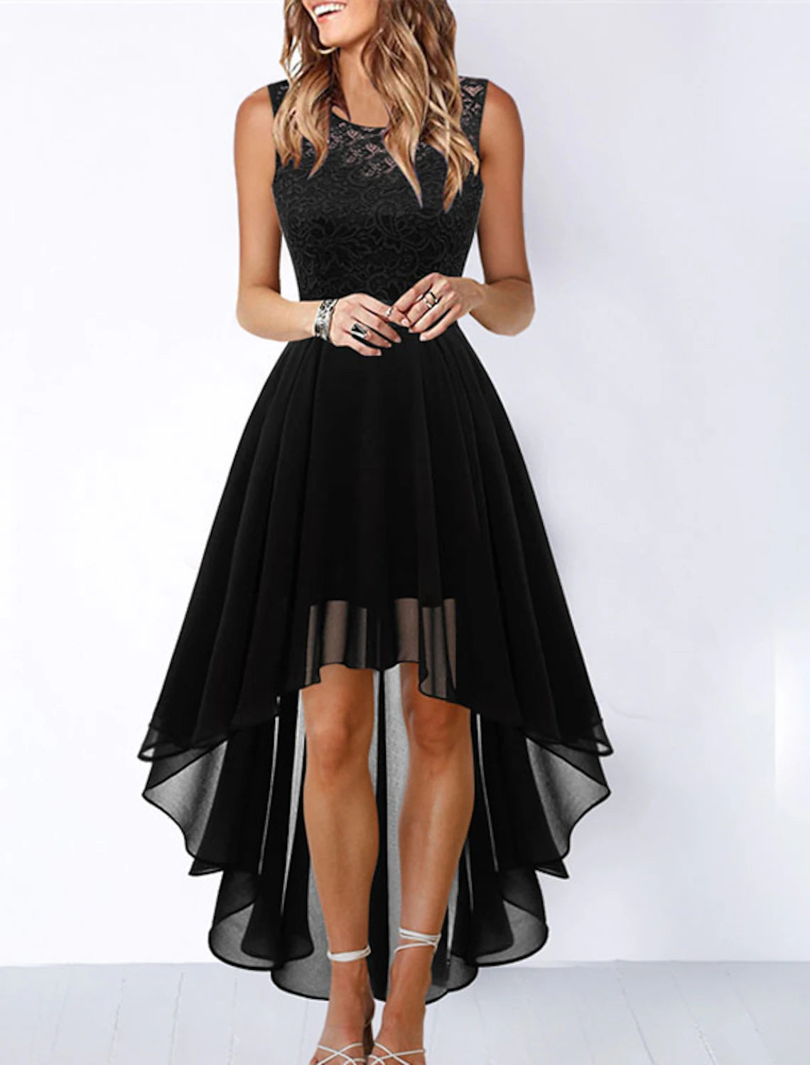 Women's Cocktail Party Dress Lace Dress Swing Dress Long Dress Maxi Dress Black Pink Wine Sleeveless Pure Color Lace Fall Spring Summer Crew Neck Fashion