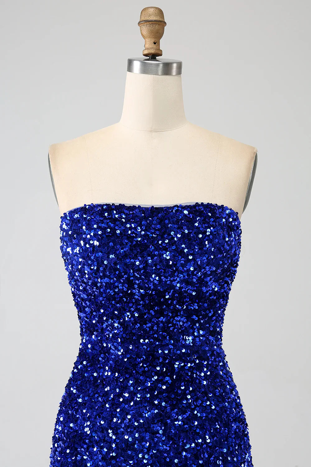 DingJiDress Red Strapless Sequins Long Mermaid Prom Dress With Slit