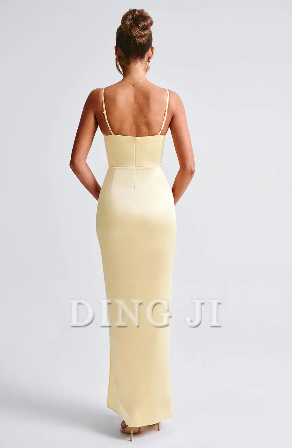 DingJiDress Prom Dresses Spaghetti Strap Pleated cups Body Hugging Thigh High Split Dresses Wedding Guests Dresses