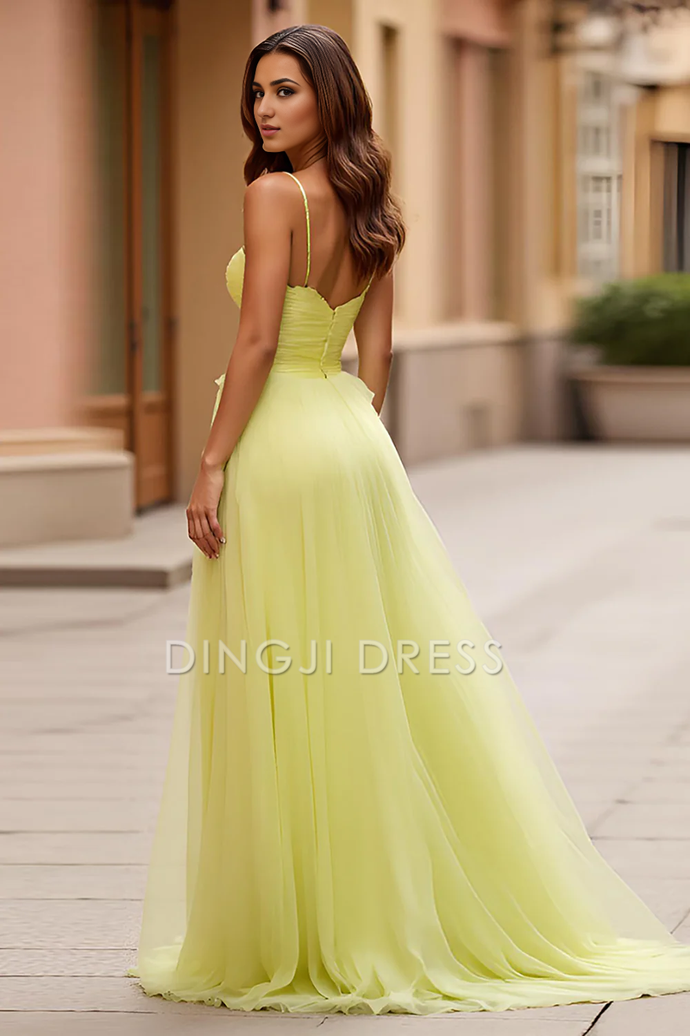 DingJiDress High Quality Dress Charming A Line Sweetheart Spaghetti Straps Pleated Backless Long Prom Dress