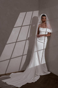 Elegant Mermaid Off the Shoulder Elastic Satin Long Wedding Dresses