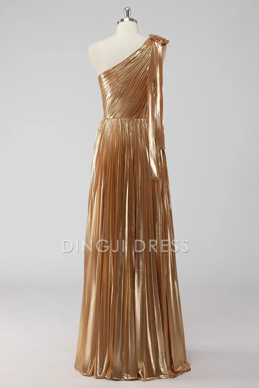 DingJiDress High Quality Dress Sparkle A-Line One Shoulder Long With Pleated Fashion Prom Dress