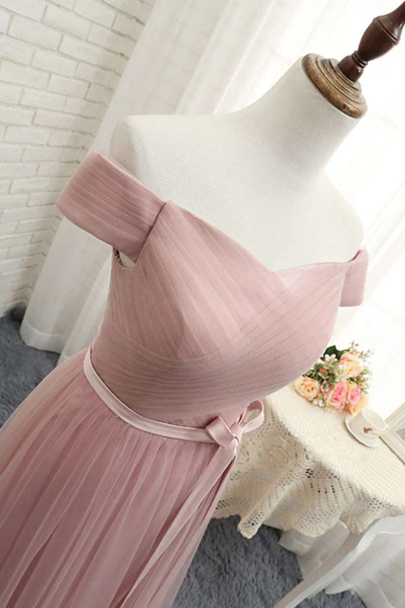 Simple sweetheart tulle long prom dress tulle bridesmaid dress