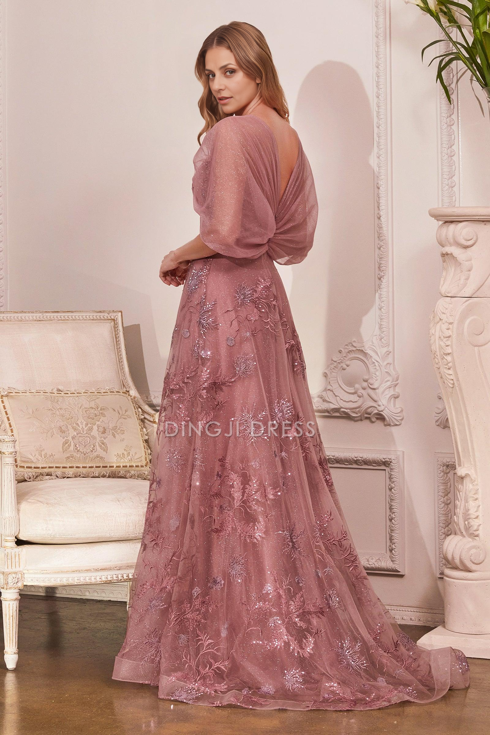 DingJiDress Evening Dress Gorgeous A Line Off Shoulder Sweetheart Neckline Sparkling Exquisite Long Mother Of The Bride Dress