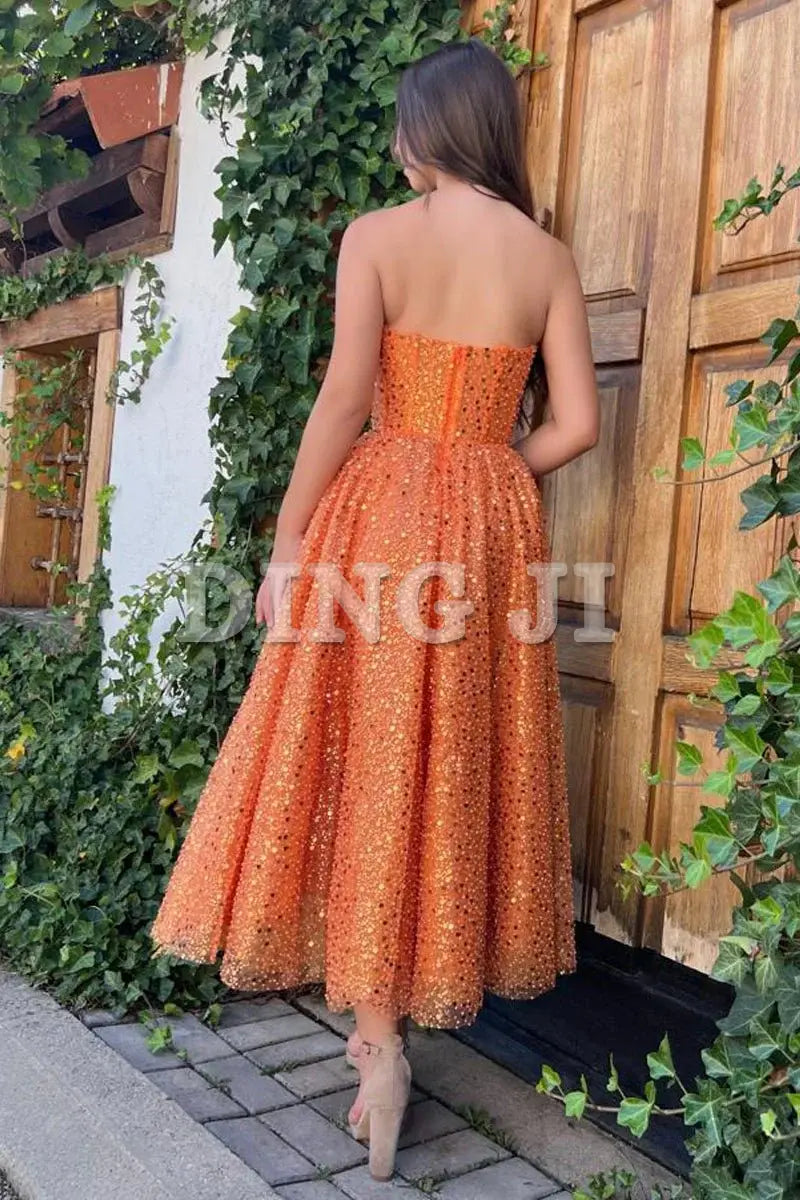 DingJiDress Sequin Evening Dress A-Line Prom Dresses Sparkle Shine Dress Cocktail Party Floor Length Sleeveless Sweetheart Formal Wear Dresses Wedding Guest Dresses