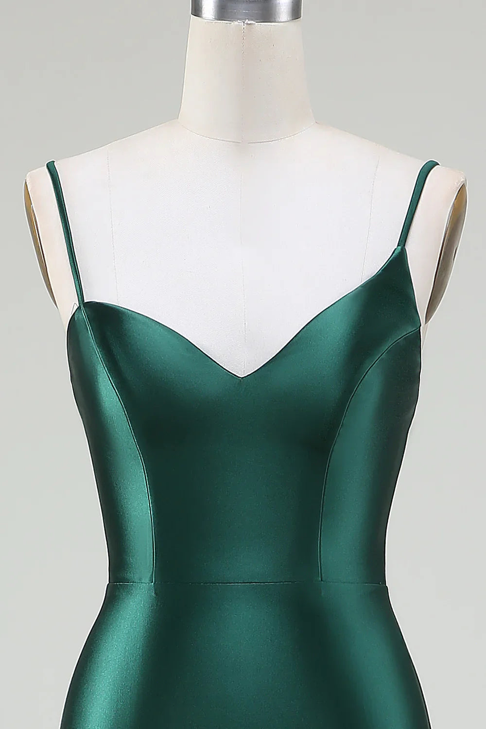 DingJiDress Dark Green Mermaid Spaghetti Straps Sweep Train Prom Dress