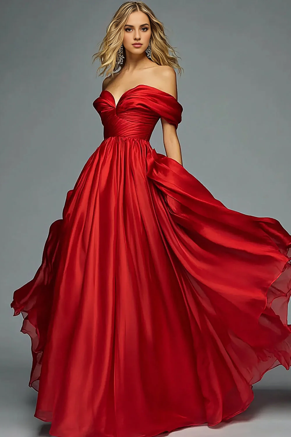 DingJiDress High Quality Dress Satin A Line Sweetheart Off The Shoulder Ruched Exquisite Long Prom Dress
