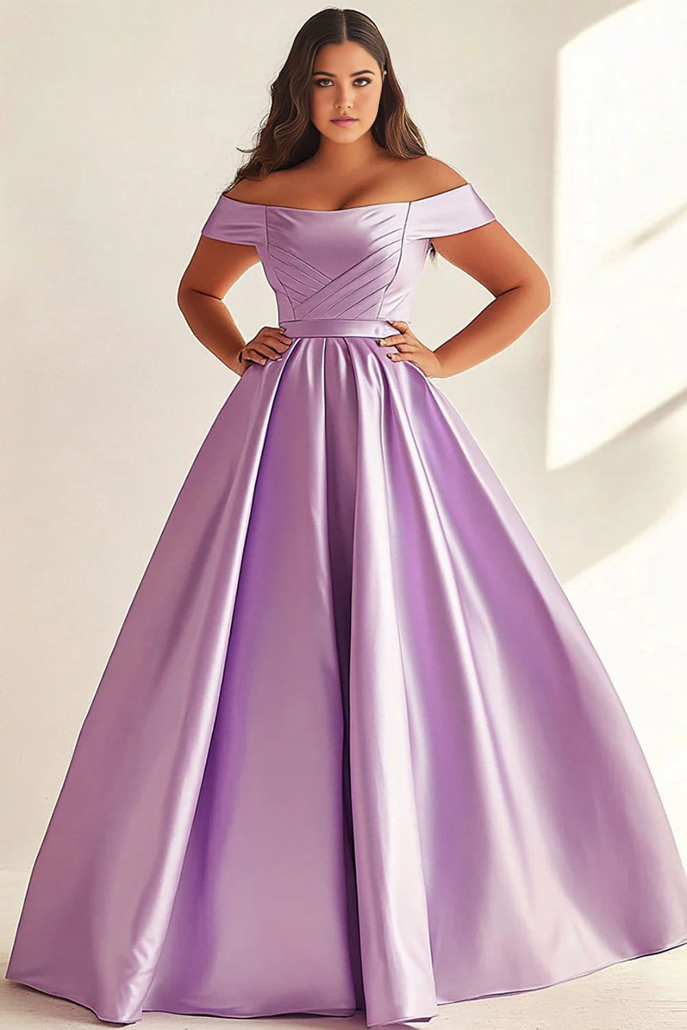 DingJiDress High Quality Dress Simple A Line Off Shoulder Satin Pleated Long Plus Size Elegant Prom Dress