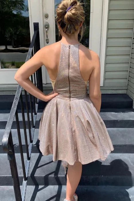 Sparkly Sleeveless Homecoming Dress Shiny A Line Cute Short Prom Dresses ﻿
