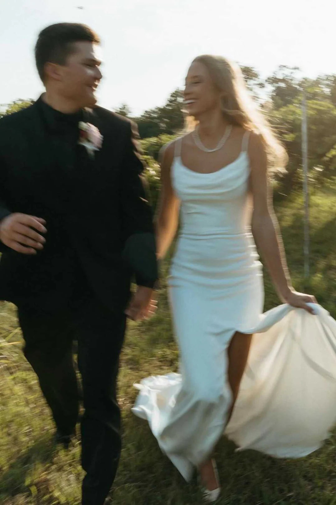 Mermaid Sleeveless Side Slit Long Beach Wedding Dress