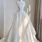 White Organza Strapless Pleats Sleeveless Wedding Dress