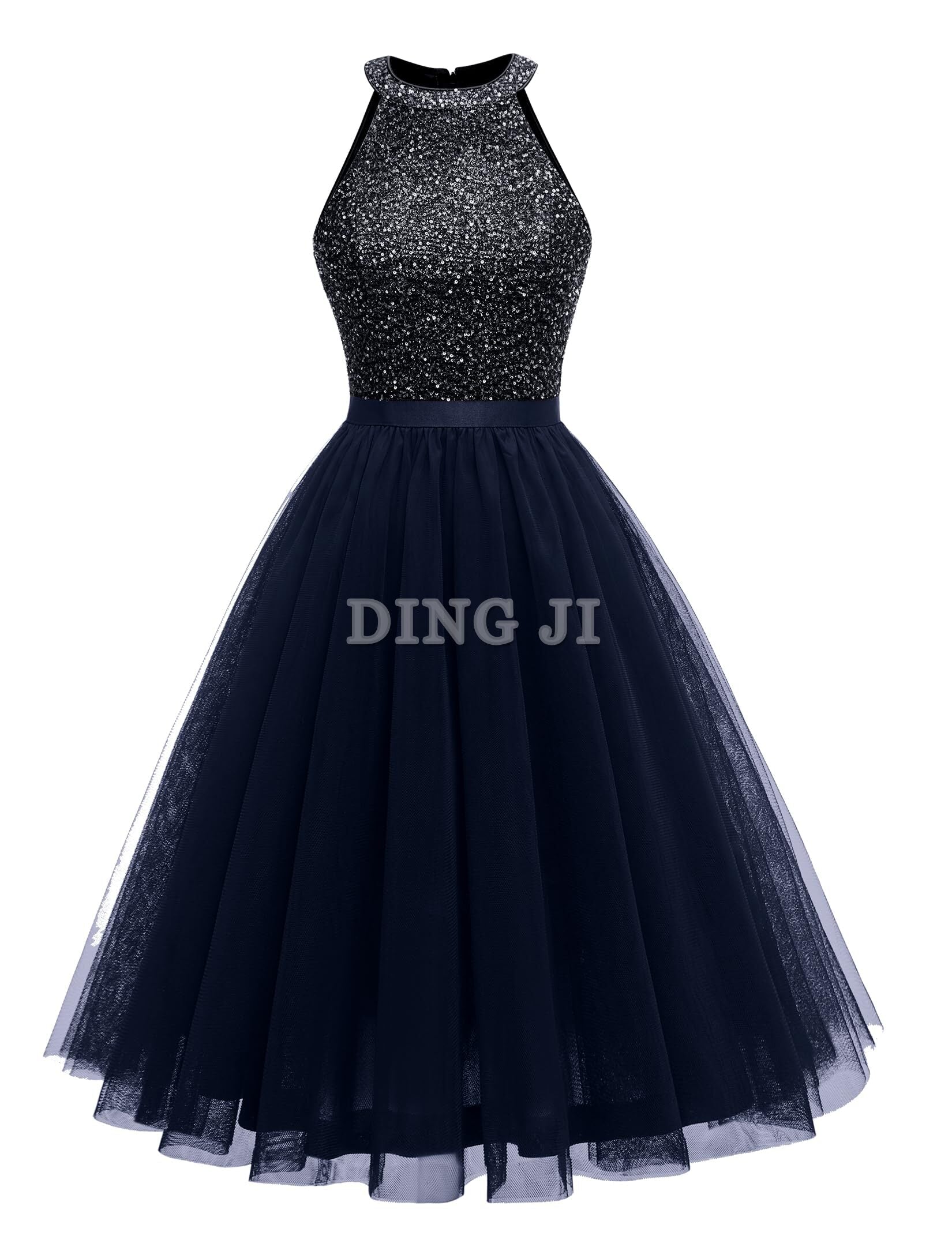 DingJiDress Prom Dress Homecoming Dresses Sequin Dress A Line Prom Cocktail Swing Tulle Dress Sparkly Formal Wear Dresses Wedding Guests Dresses