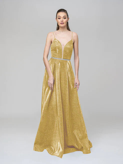 DingJiDress Plunging V Neck Criss Cross Back A Line Prom Dresses