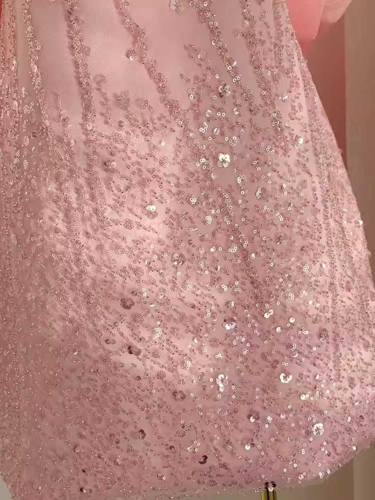 Sexy A-line light pink sequin travel vacation dress short birthday dress